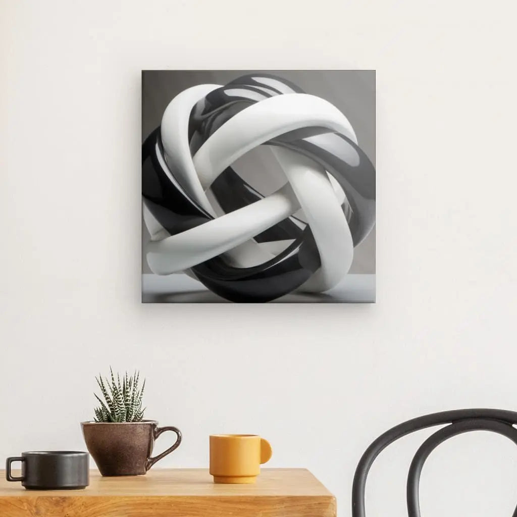 Tableau Géométrique Moderne Lacets Noirs et Blancs - #tag1# - #tag2# 