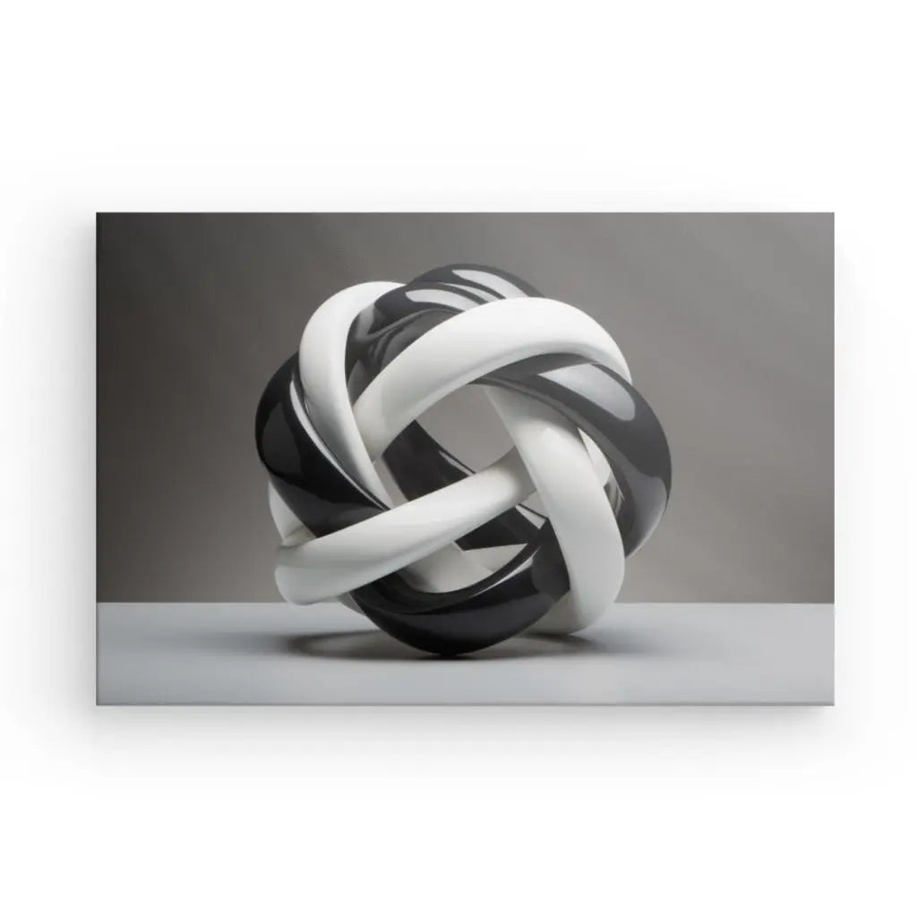 Tableau Géométrique Moderne Lacets Noirs et Blancs - #tag1# - #tag2# 