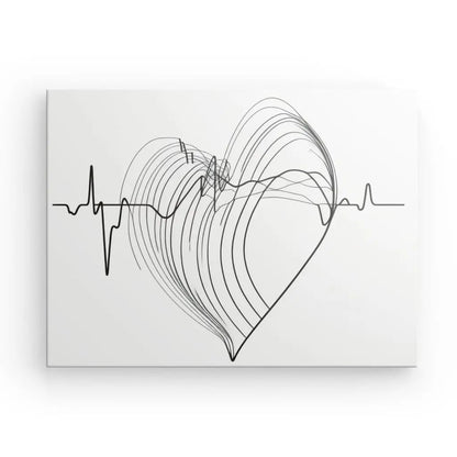 Tableau Coeur Abstrait Noir et Blanc Design Minimaliste - #tag1# - #tag2# 