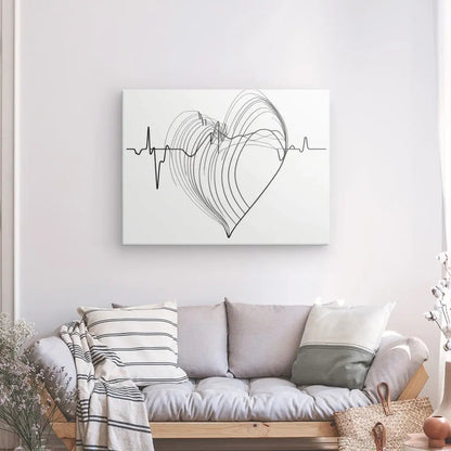 Tableau Coeur Abstrait Noir et Blanc Design Minimaliste - #tag1# - #tag2# 