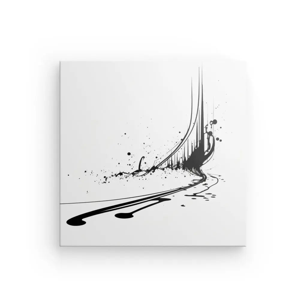 Tableau Peinture Abstraite Note de Musique Design Minimaliste Noir et Blanc
