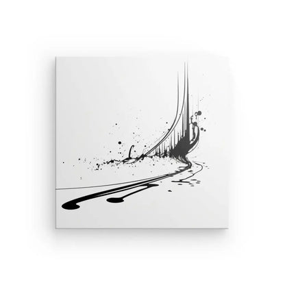 Tableau Peinture Abstraite Note de Musique Design Minimaliste Noir et Blanc