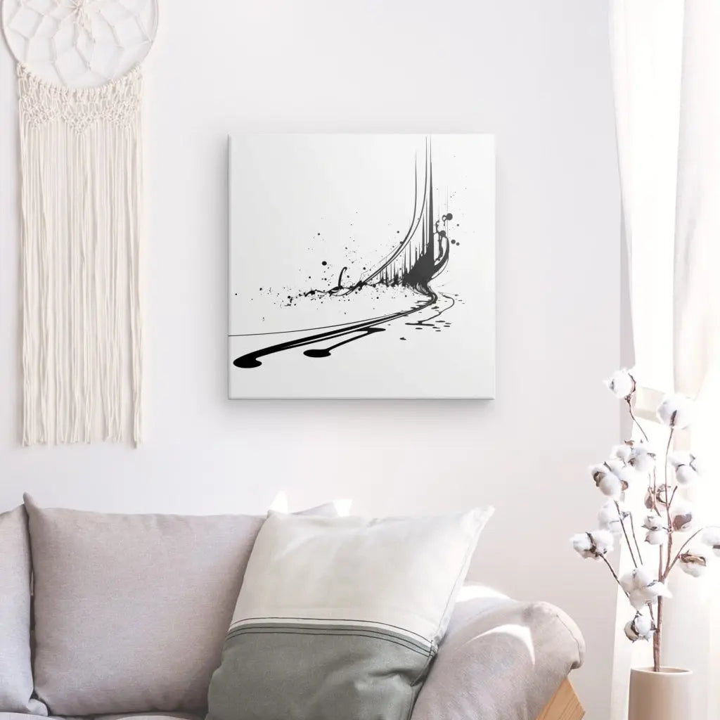 Tableau Peinture Abstraite Note de Musique Design Minimaliste Noir et Blanc - #tag1# - #tag2# 