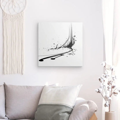 Tableau Peinture Abstraite Note de Musique Design Minimaliste Noir et Blanc - #tag1# - #tag2# 