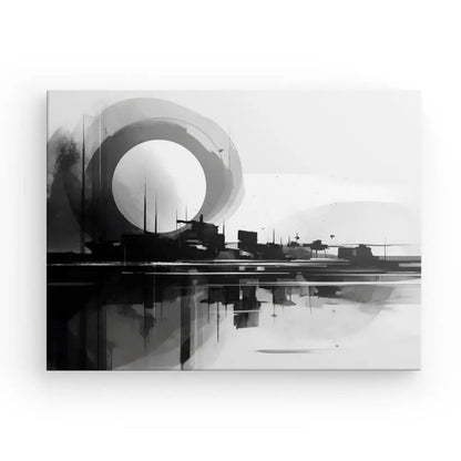 Tableau Paysage Moderne Géométrique Noir et Blanc Contemporain - #tag1# - #tag2# 