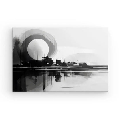 Tableau Paysage Moderne Géométrique Noir et Blanc Contemporain