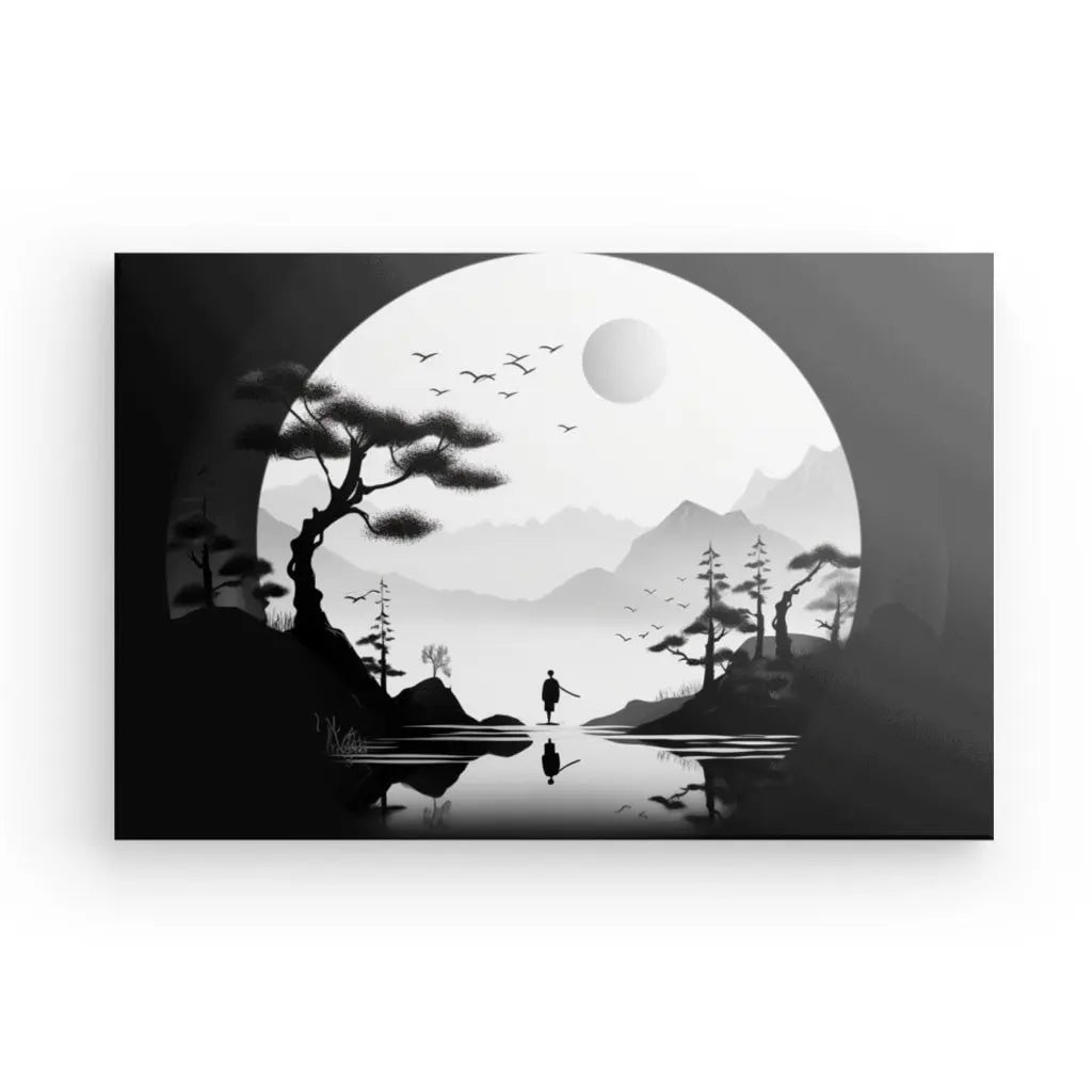 Tableau Paysage Onirique Dessin Noir et Blanc Asie - #tag1# - #tag2# 