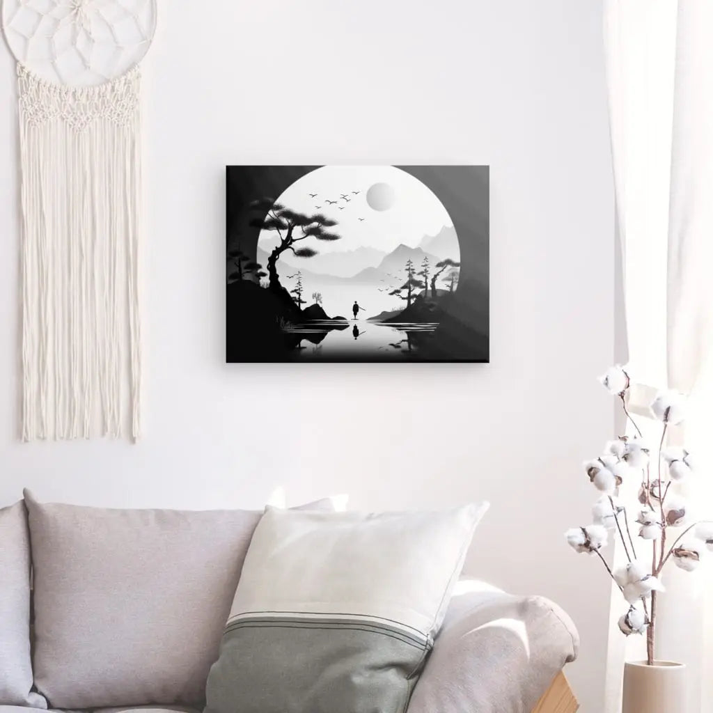 Tableau Paysage Onirique Dessin Noir et Blanc Asie - #tag1# - #tag2# 