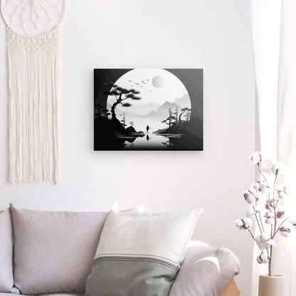 Tableau Paysage Onirique Dessin Noir et Blanc Asie