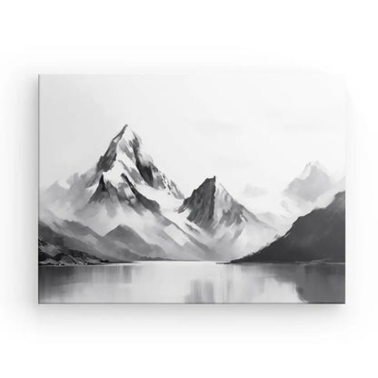 Tableau Peinture Montagnes Enneigées Paysage Noir et Blanc - #tag1# - #tag2# 
