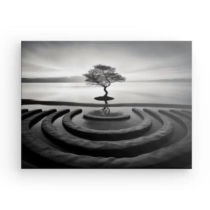 Tableau Paysage Zen Arbre Calme Photo Noir et Blanc - #tag1# - #tag2# 