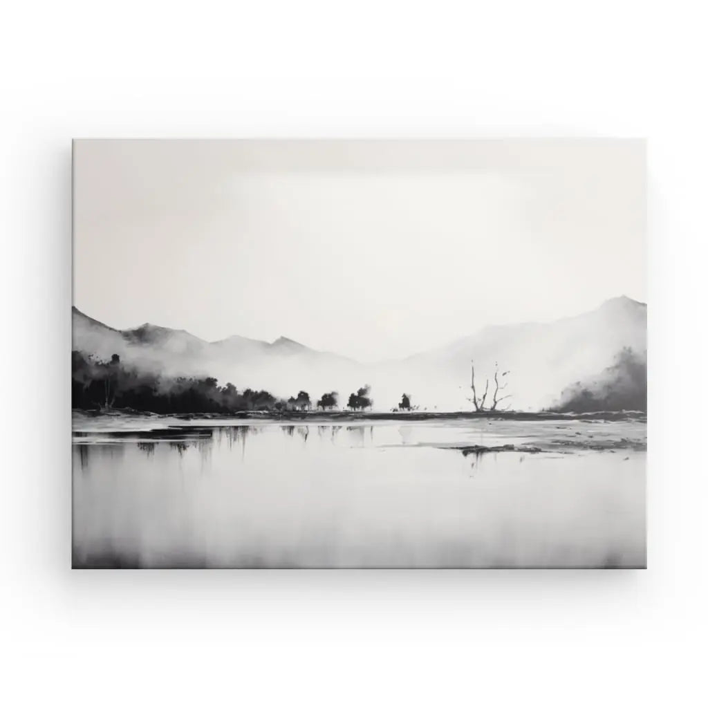 Tableau Peinture Paysage Nature Onirique Noir et Blanc Univers