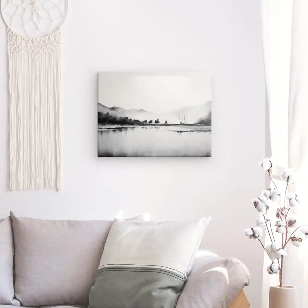 Tableau Peinture Paysage Nature Onirique Noir et Blanc - #tag1# - #tag2# 