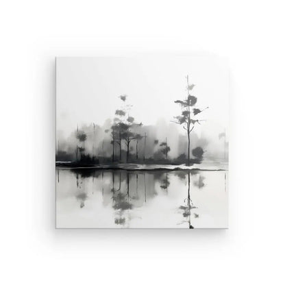 Tableau Nature et Lac Peinture Aquarelle Noir et Blanc - #tag1# - #tag2# 