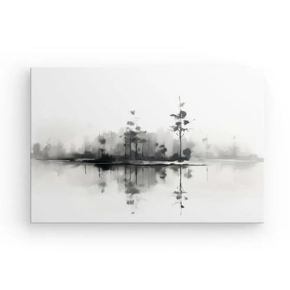 Tableau Nature et Lac Peinture Aquarelle Noir et Blanc - #tag1# - #tag2# 