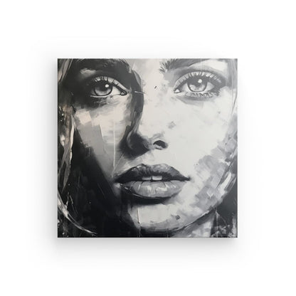 Tableau Peinture Visage Portrait Femme Moderne Noir et Blanc - #tag1# - #tag2# 