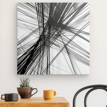 Tableau Moderne Lignes Abstraites Noir et Blanc - #tag1# - #tag2# 