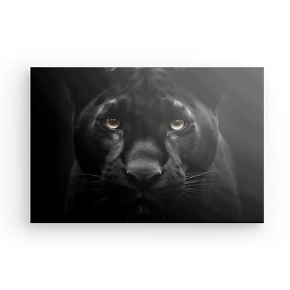 Tableau Panthère Noire Regard Percant Portrait Animal Sauvage Noir et Blanc - #tag1# - #tag2# 