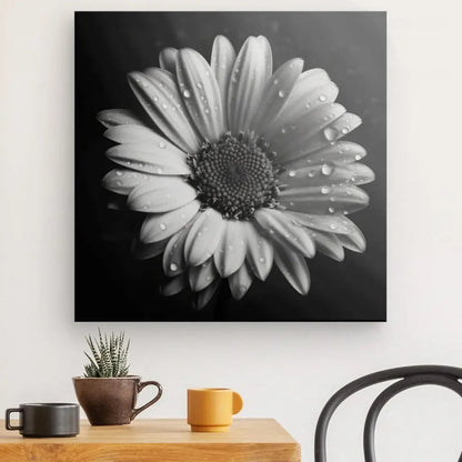 Tableau Marguerite Fleur Gros Plan Noir et Blanc - #tag1# - #tag2# 
