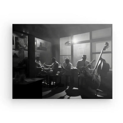 Tableau Scène de Jazz Club Violoncelle Noir et Blanc - #tag1# - #tag2# 