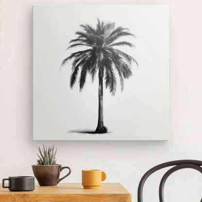Tableau Minimaliste Palmier Noir et Blanc - #tag1# - #tag2# 
