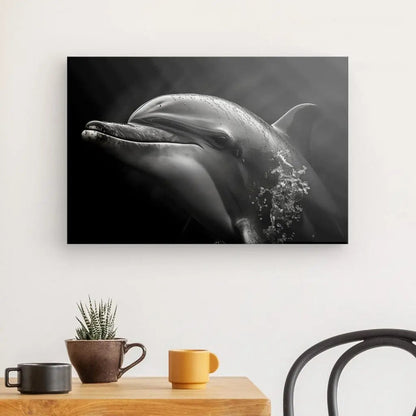 Tableau Portrait Dauphin Noir et Blanc - #tag1# - #tag2# 