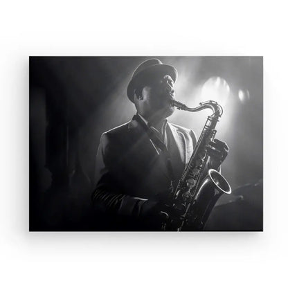 Tableau Jazzman Scène Musique Noir et Blanc - #tag1# - #tag2# 