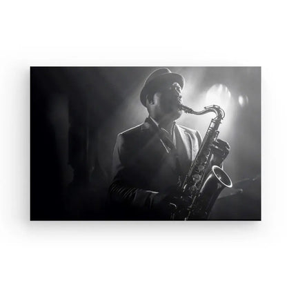 Tableau Jazzman Scène Musique Noir et Blanc - #tag1# - #tag2# 