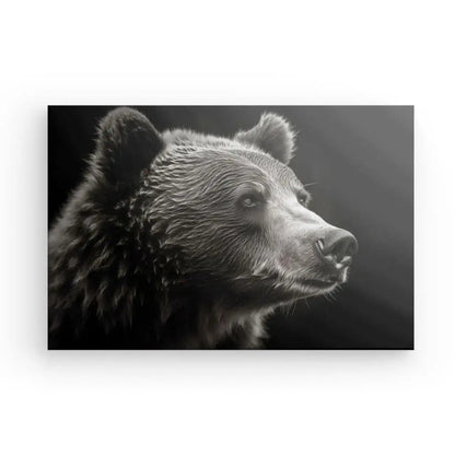 Tableau Ours Brun Portrait Animal Sauvage Noir et Blanc - #tag1# - #tag2# 