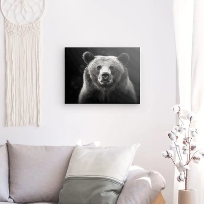 Tableau Portrait Ours Nature Sauvage Noir et Blanc