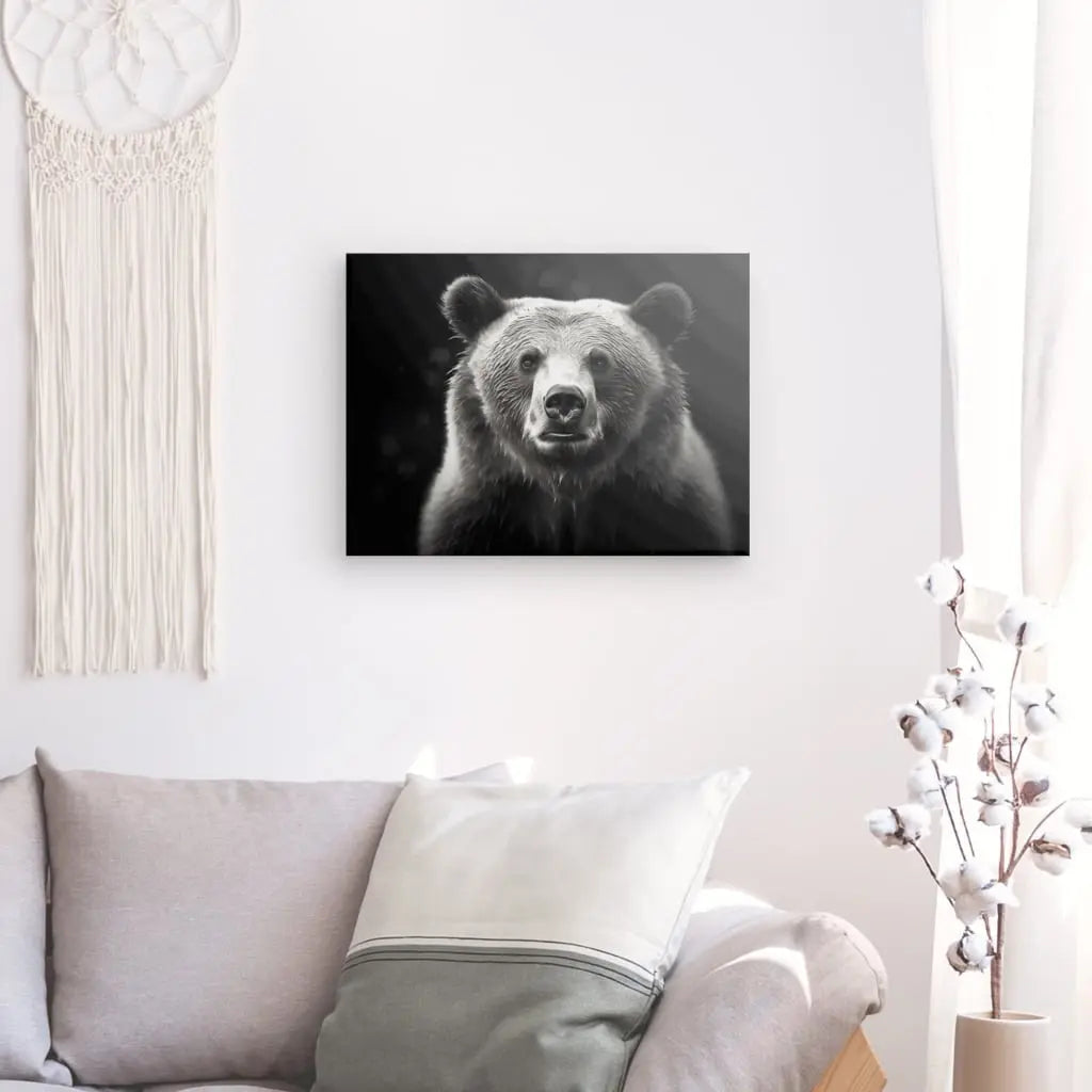 Tableau Portrait Ours Nature Sauvage Noir et Blanc - #tag1# - #tag2# 