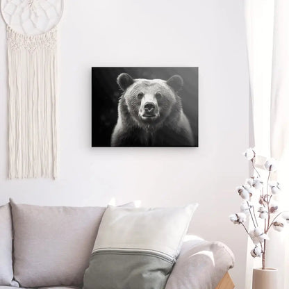Tableau Portrait Ours Nature Sauvage Noir et Blanc - #tag1# - #tag2# 