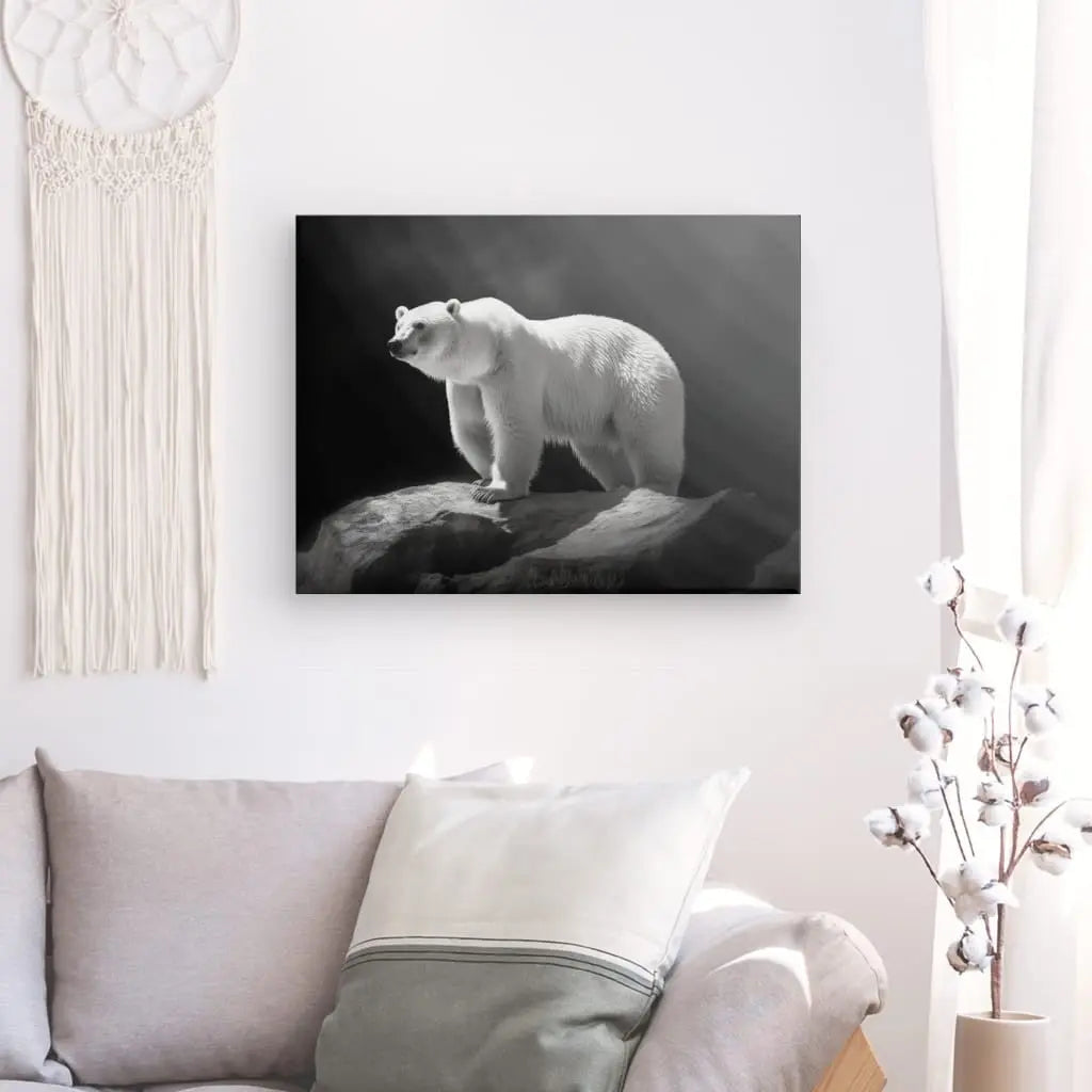 Tableau Ours Polaire Banquise Photo Noir et Blanc - #tag1# - #tag2# 