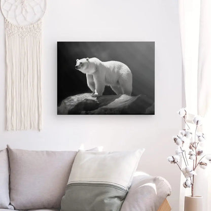 Tableau Ours Polaire Banquise Photo Noir et Blanc - #tag1# - #tag2# 