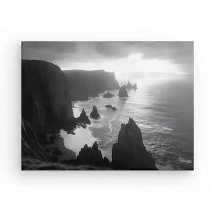 Tableau Falaises Bord de Mer Paysage Maritime Noir et Blanc - #tag1# - #tag2# 