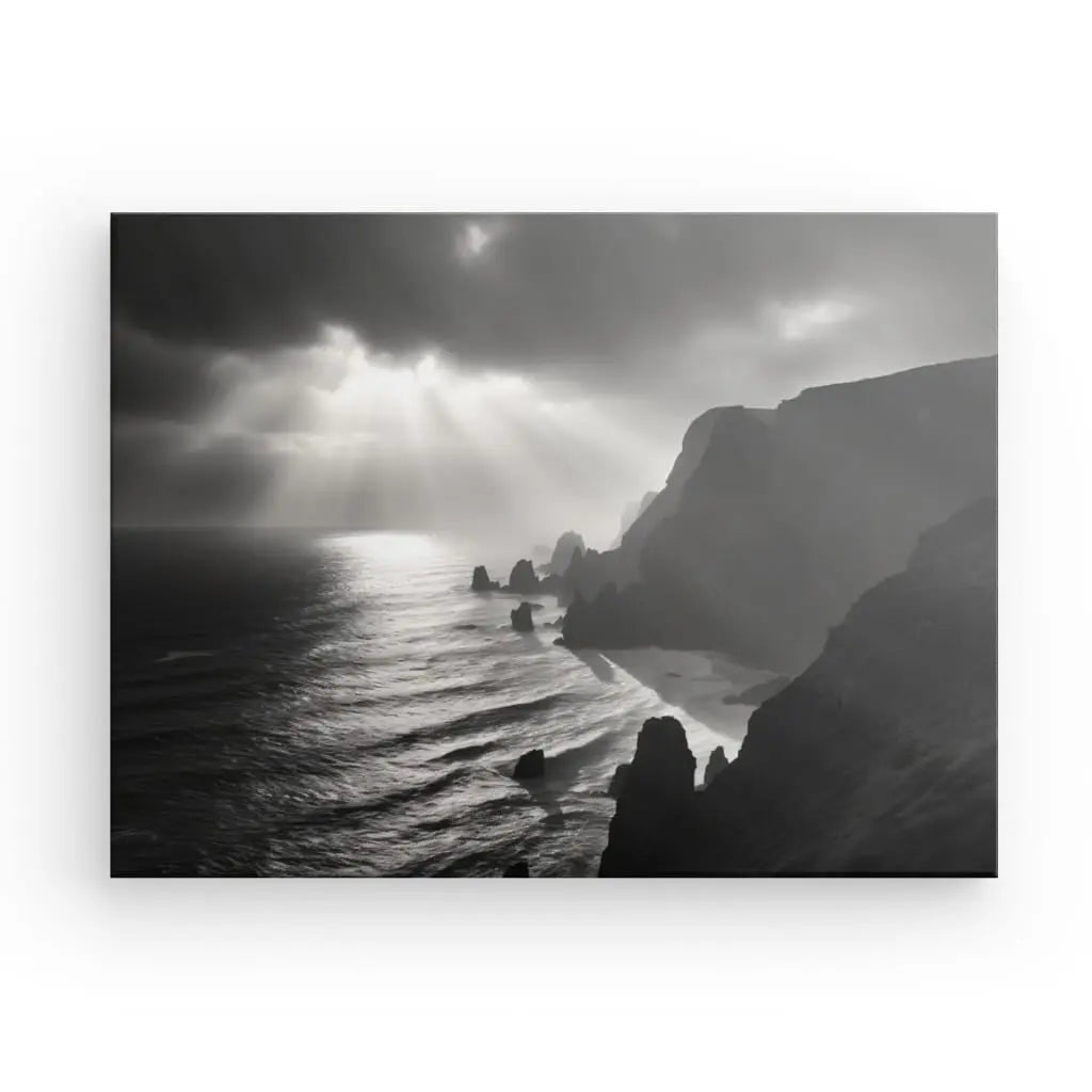 Tableau Paysage Naturel Océan Atlantique Noir et Blanc - #tag1# - #tag2# 