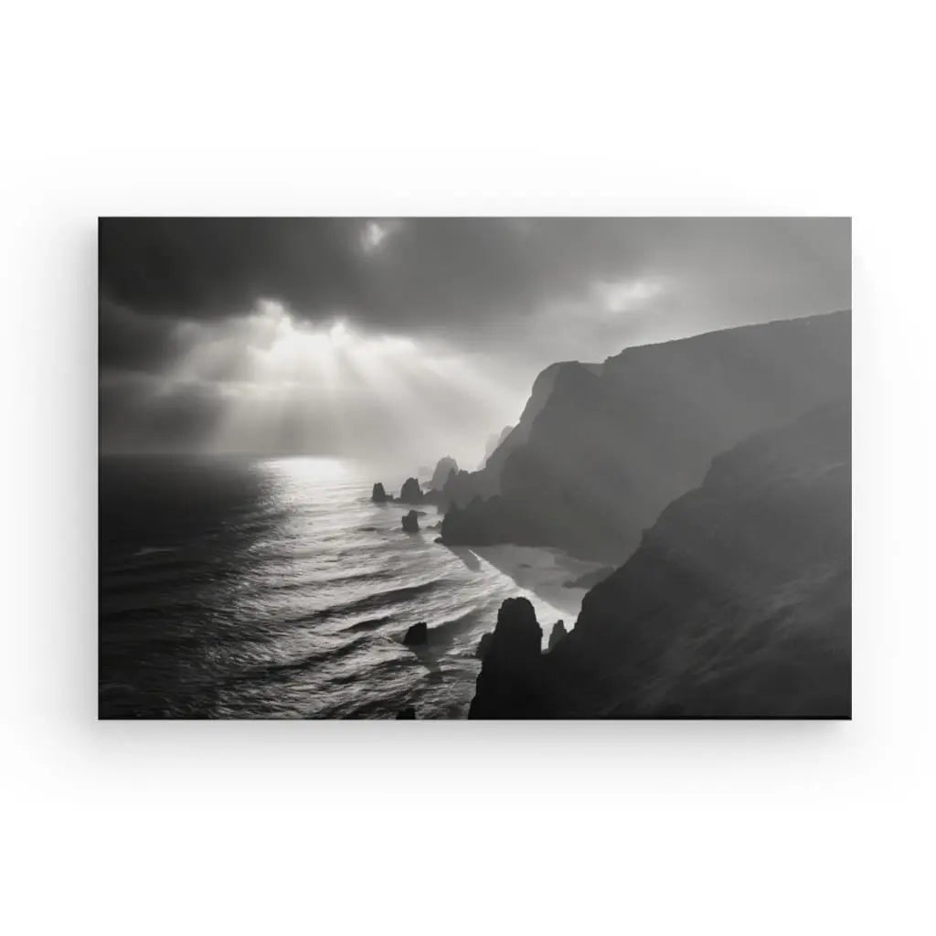 Tableau Paysage Naturel Océan Atlantique Noir et Blanc - #tag1# - #tag2# 
