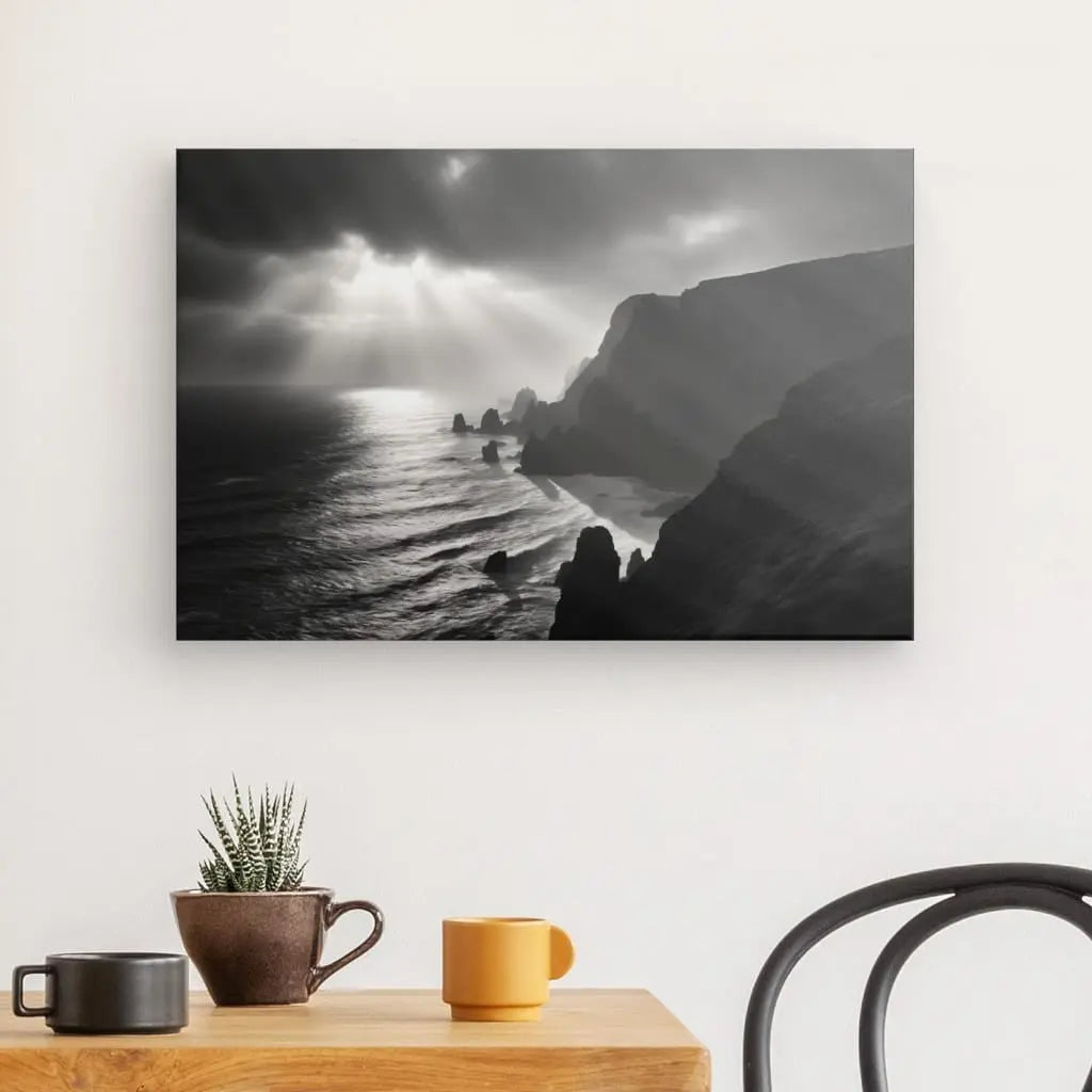 Tableau Paysage Naturel Océan Atlantique Noir et Blanc - #tag1# - #tag2# 