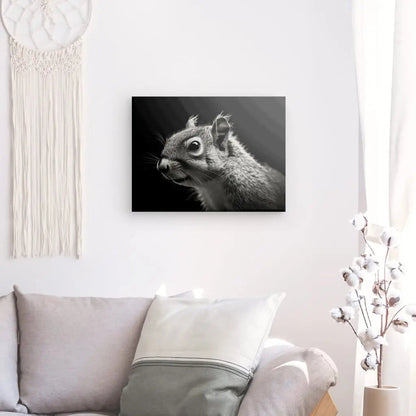 Tableau Gros Plan Ecureuil Animal Mignon Noir et Blanc - #tag1# - #tag2# 