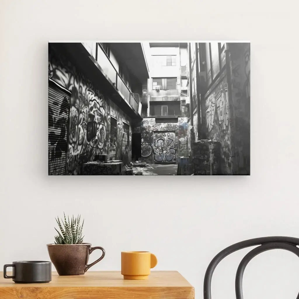 Tableau Underground Urbain Tag Graffitis Noir et Blanc - #tag1# - #tag2# 