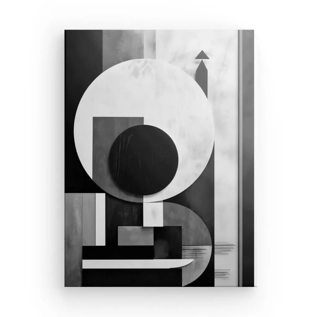 Tableau Géométrique Abstrait Contrastes Cubisme Noir et Blanc - #tag1# - #tag2# 