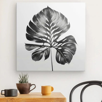 Tableau Feuille Végétale Naturelle Noir et Blanc - #tag1# - #tag2# 