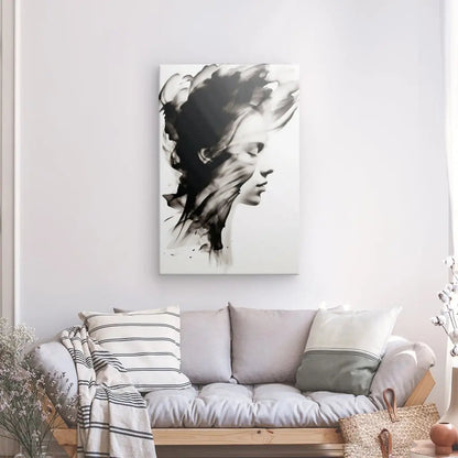 Tableau Profil Fumée Portrait Moderne Noir et Blanc - #tag1# - #tag2# 