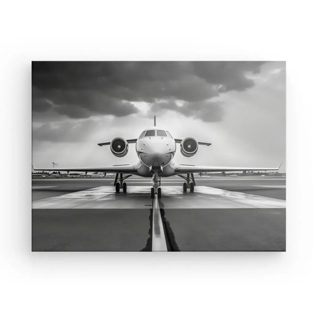 Tableau Jet Avion Piste Décollage Aéroport Noir et Blanc - #tag1# - #tag2# 