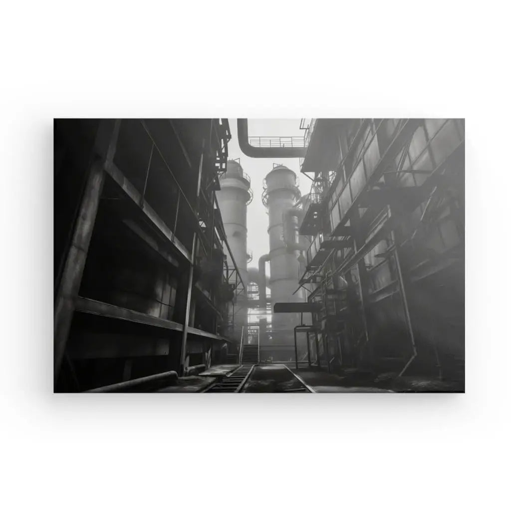 Tableau Industriel Usine Vintage Noir et Blanc - #tag1# - #tag2# 