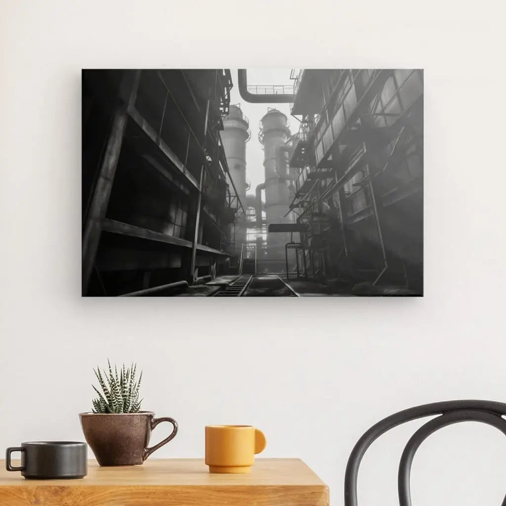 Tableau Industriel Usine Vintage Noir et Blanc - #tag1# - #tag2# 