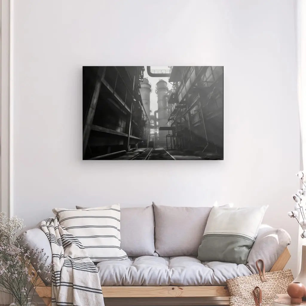 Tableau Industriel Usine Vintage Noir et Blanc - #tag1# - #tag2# 