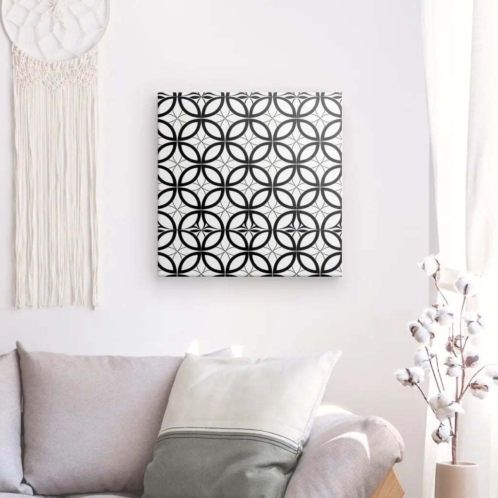 Tableau Motifs Géométriques Mosaïque Noir et Blanc - #tag1# - #tag2# 