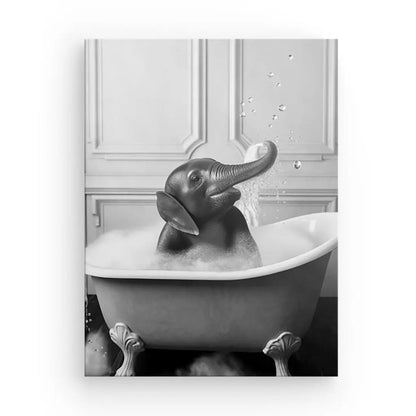 Tableau Elephant Salle de Bain Baignoire Portrait Animaux Noir et Blanc - #tag1# - #tag2# 
