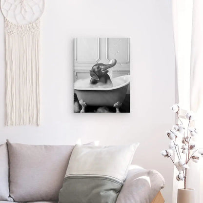 Tableau Elephant Salle de Bain Baignoire Portrait Animaux Noir et Blanc - #tag1# - #tag2# 